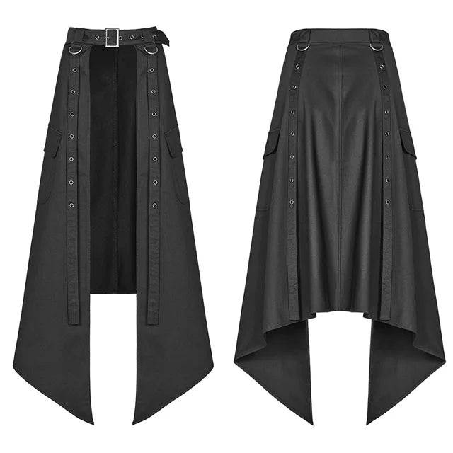 PUNK RAVE Women's Skirt Daily Punk Black Half Skirt Non-stretchy Woven Fabric Party Personality Harajuku Summer Skirts Pants