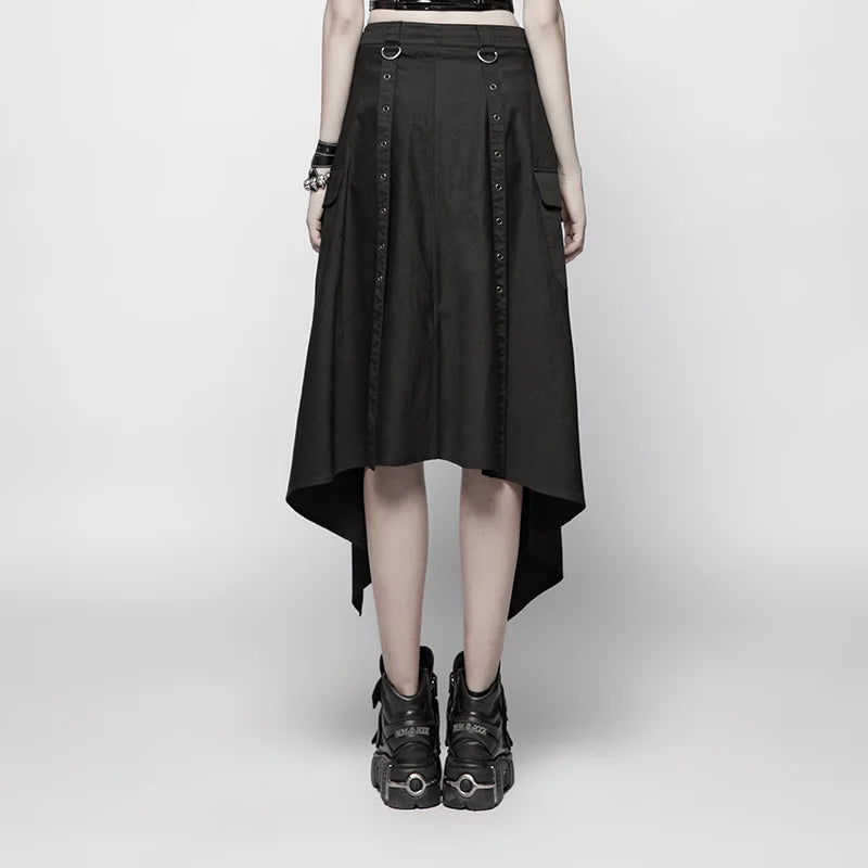 PUNK RAVE Women's Skirt Daily Punk Black Half Skirt Non-stretchy Woven Fabric Party Personality Harajuku Summer Skirts Pants
