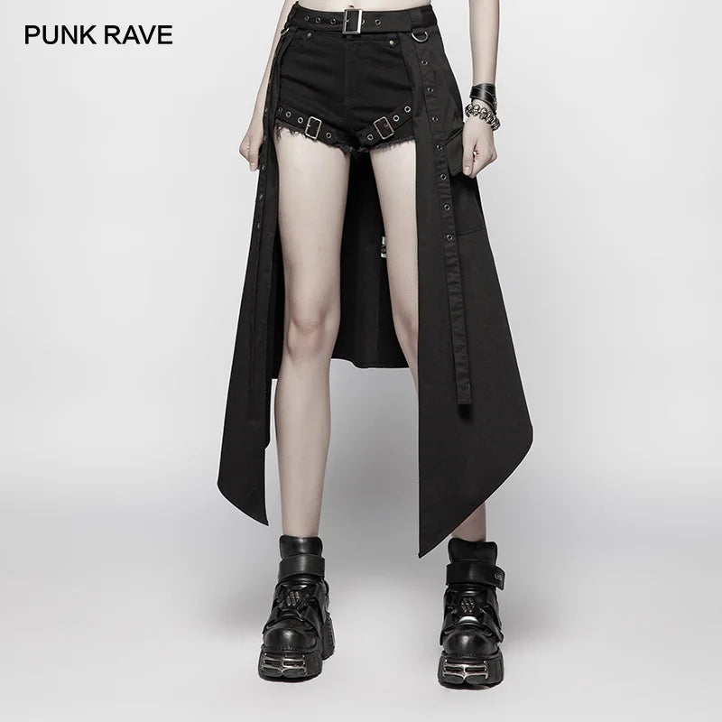 PUNK RAVE Women's Skirt Daily Punk Black Half Skirt Non-stretchy Woven Fabric Party Personality Harajuku Summer Skirts Pants