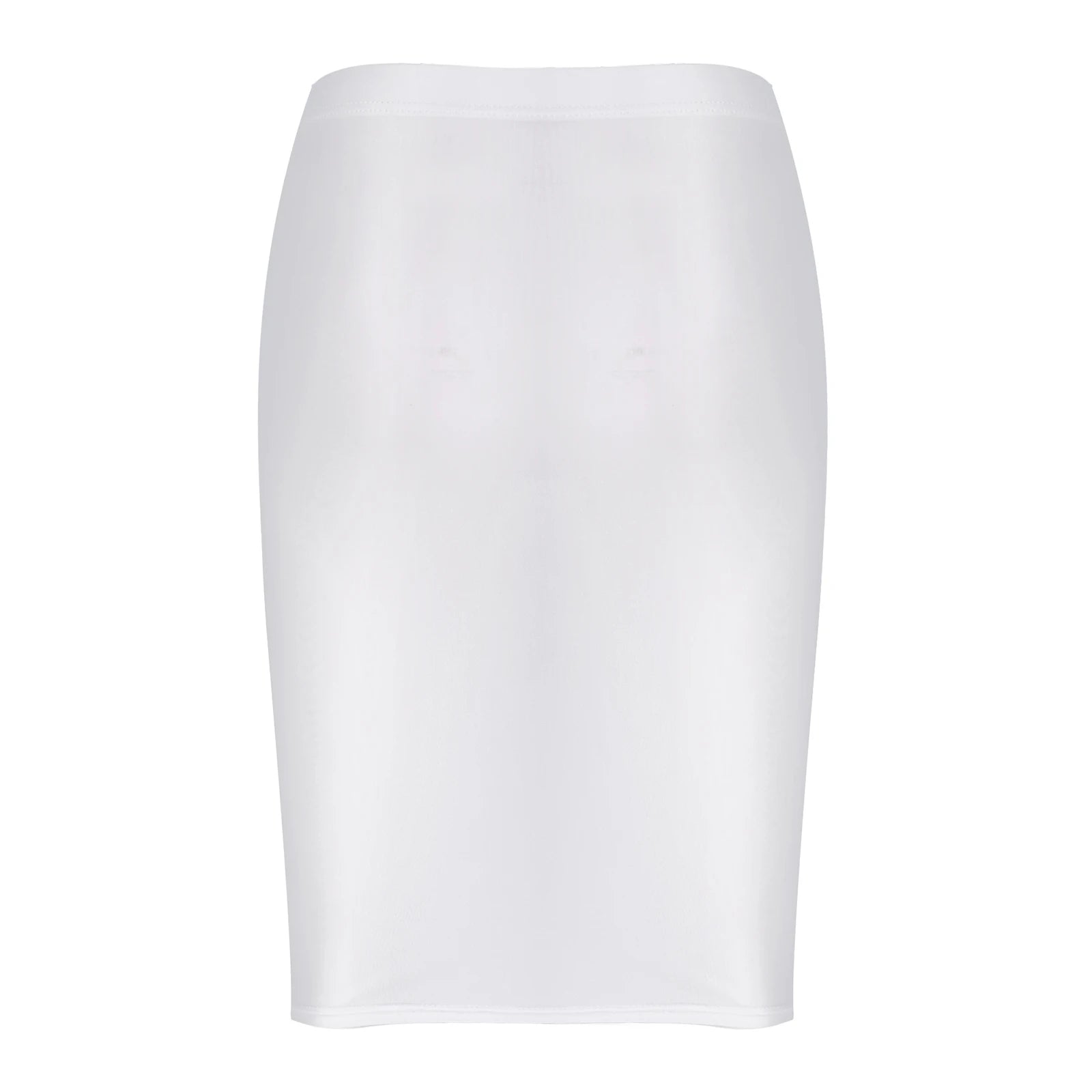 Womens Glossy Solid Color Pencil Skirt Casual High Waist Rave Party Clubwear Elastic Waistband Miniskirt for Stage Performance